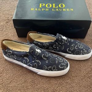 Polo Ralph Lauren Vaughn Slip On Shoes Bandana Print Paisley Suede